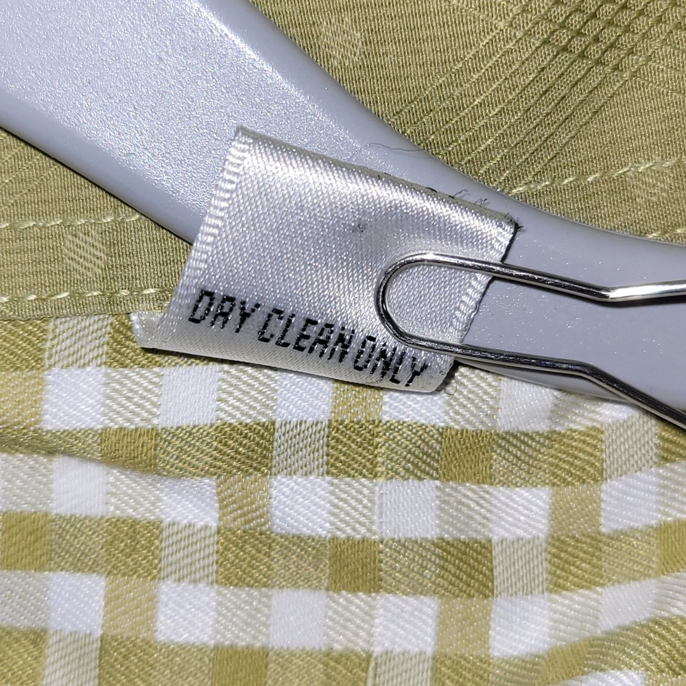 Avanti Uomo Mens Dress Shirt Olive Gingham French Cuff 17.5 36/37 Cotton Blend - Picture 9 of 9